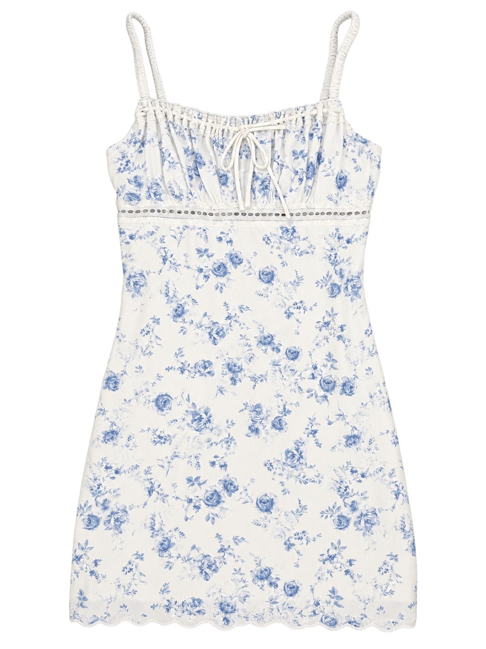 Garage White and Blue Floral Mini Slip Dress